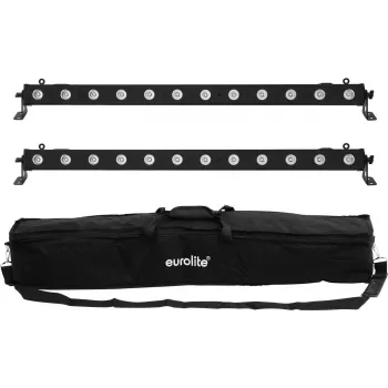 Conjunto de barras LED EUROLITE 2x LED BAR-12 QCL RGBW com softbag – 2 unidades, LEDs RGBW QCL