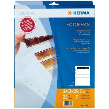 HERMA 7761 bolsas para negativos de 7 x 5 tiras de negativos, 25 unid.