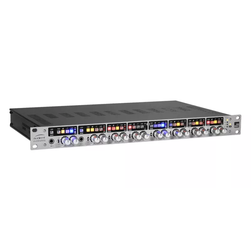 Pré-amplificador de microfone de 8 canais Audient ASP880 24-bit 96 kHz, montável em rack