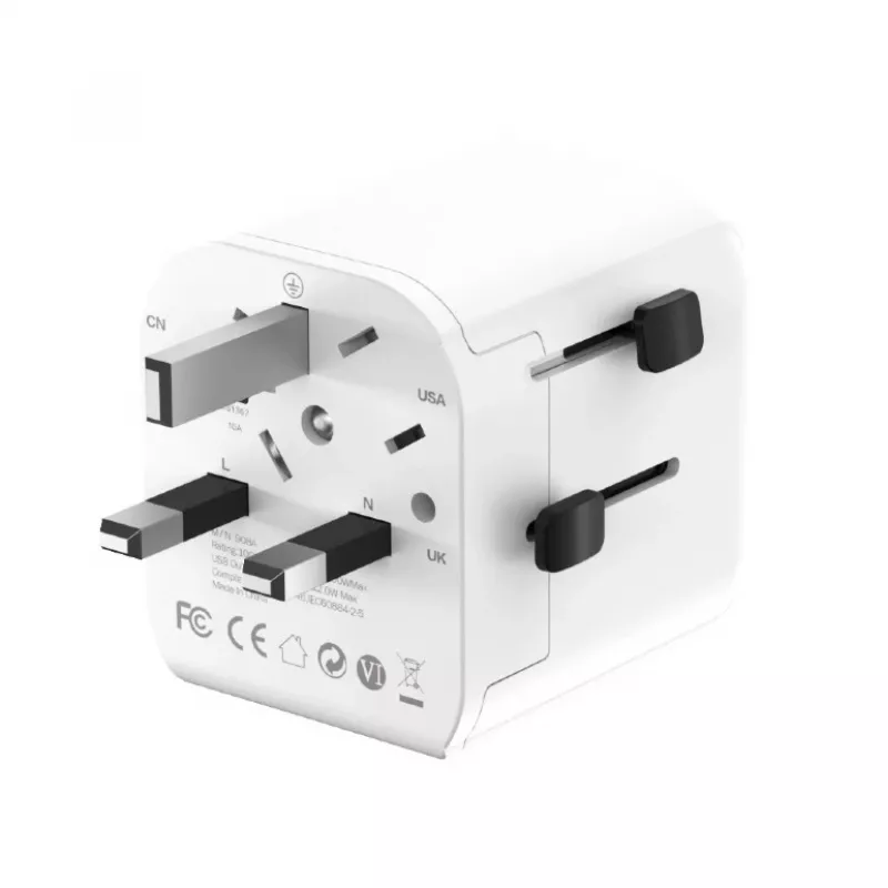 Adaptador de viagem universal GEMBIRD TPA-EU2A12-01-W 12W fonte de alimentação USB para tomadas internacionais