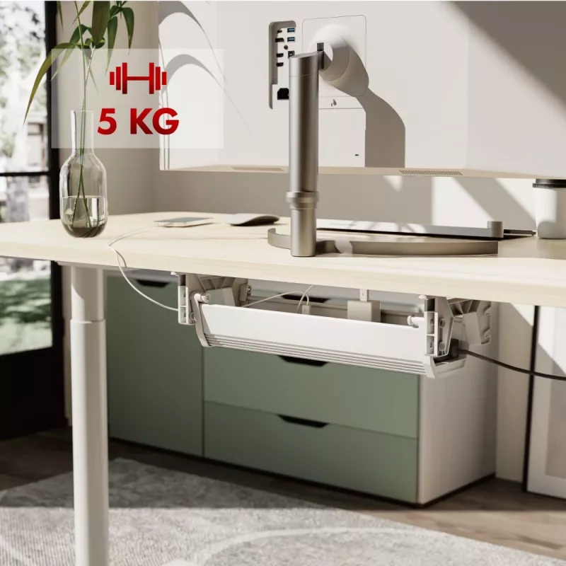 Organizador de cabos/tomadas sob a secretária Maclean, carga máx. 5 kg, branco, MC-106 W