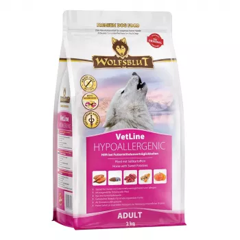 WOLFSBLUT VetLine Hipoalergénico Cavalo com Batata-doce - Alimento seco para cães - 2kg