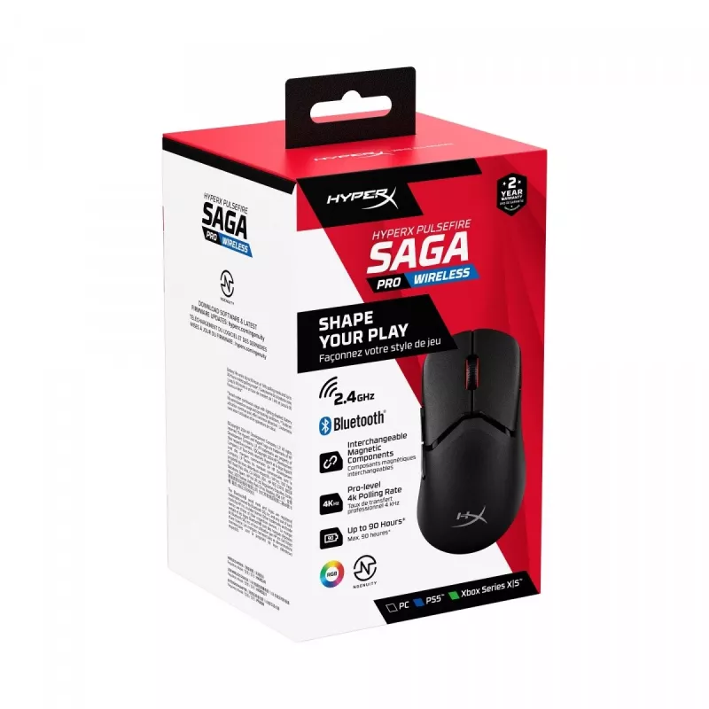 Rato gaming HyperX Pulsefire Saga Pro sem fios (preto)
