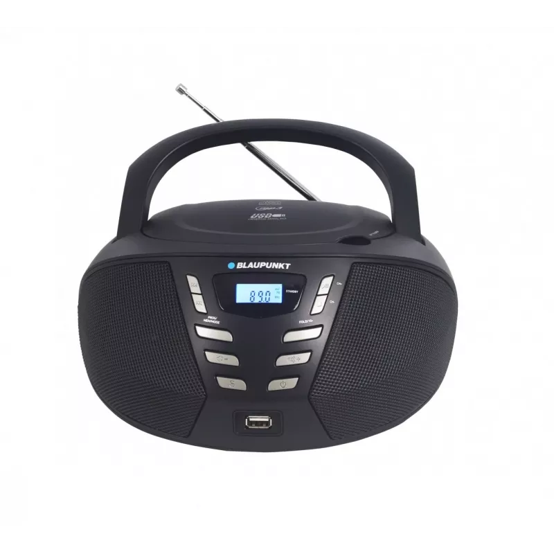 Blaupunkt BB7BK leitor de CD portátil boombox, rádio FM PLL, CD/MP3, USB, AUX, 2,4 W, preto