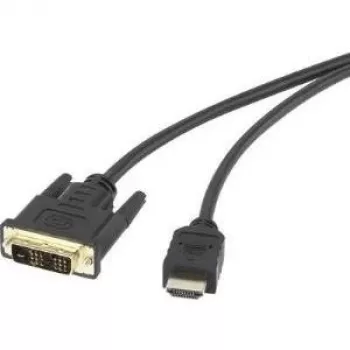 Cabo adaptador HDMI / DVI Renkforce ficha HDMI-A, ficha DVI-D 18+1 polos 5,00 m preto RF-4212219 contactos banhados a ouro, aparafusável cabo HDMI