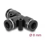 DeLOCK 60749 conector pneumático em T 8 mm com dois orifícios de montagem