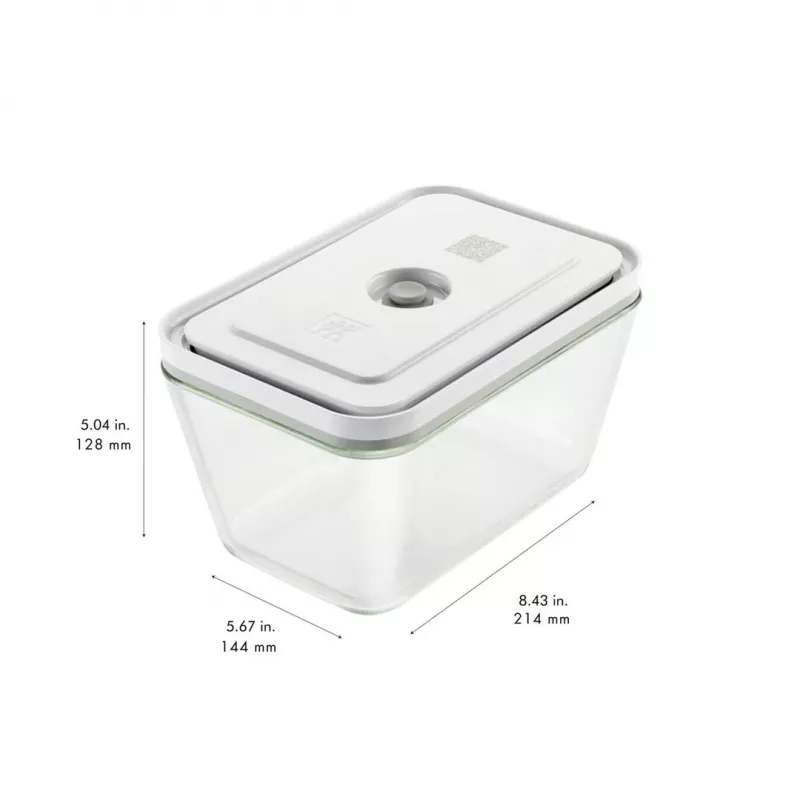 ZWILLING Fresh & Save 36803-003-0 conjunto de recipientes retangulares de vidro a vácuo, 3 un. (S/M/L, 0,35/0,75/1,6 L), borossilicato, adequado para micro-ondas/forno/máquina de lavar loiça, cinzento/transparente