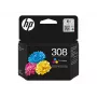 Cartucho de tinta original HP 308, 3 cores, rendimento padrão, ciano, magenta, amarelo, tinta de corante, 1 unid., 120 páginas, pack combinado