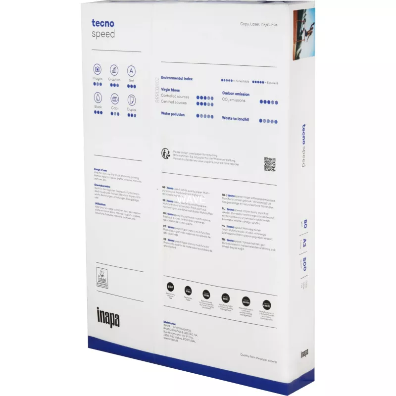 Papel de impressão A3 inapa-tecno Tecno Speed 500 folhas branco