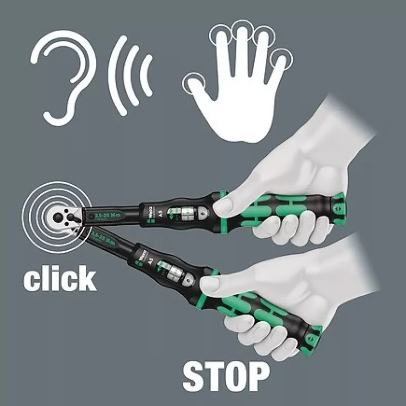 Chave dinamométrica Wera Click-Torque C 3, 1/2 polegadas com catraca reversível, 40 Nm - 200 Nm