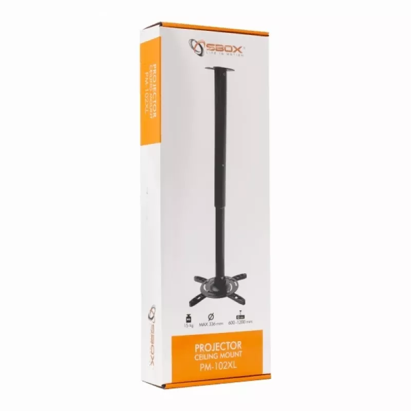 Sbox suporte de teto para projetor max336mm 15kg PM-102XL