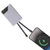 Powerbank portátil Tellur TLL158441, 10000 mAh, cabos USB-C e Lightning integrados, violeta