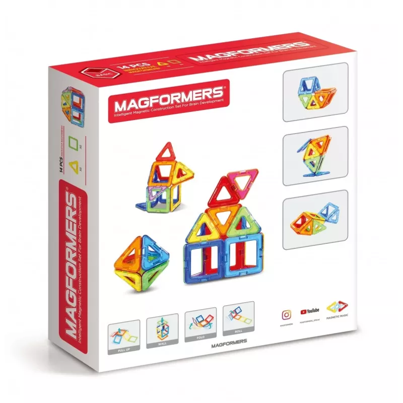 Conjunto de construção magnético MAGFORMERS conjunto de 14 peças — 14 blocos geométricos magnéticos