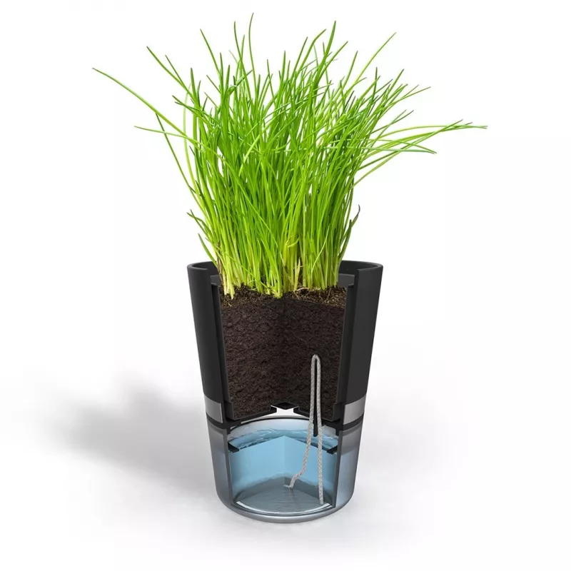 Vaso de ervas GEFU BOTANICO autónomo plástico, aço inoxidável preto