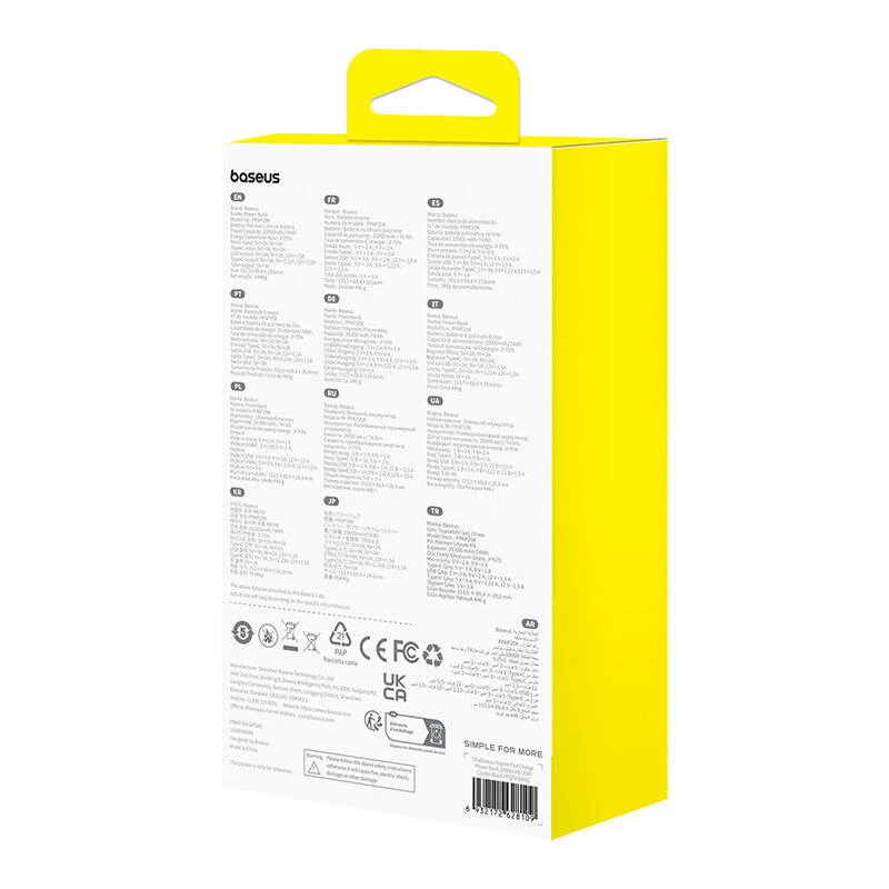 Powerbank Baseus Airpow polímero de lítio 20000 mAh 20 W preto