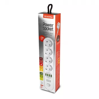 Extensão de energia Colorway CW-CHE44W 2m 4 tomadas AC interior branco