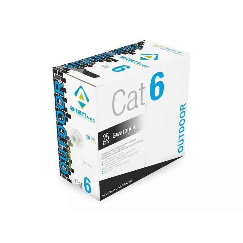 Alantec KIU6OUTS305 U/UTP Cat6 cabo de rede, 305 m, 4x2x23 AWG, PE, exterior, seco