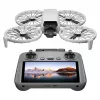 Drone DJI Flip 4 com câmara de 48 MP, 4K (3840x2160), bateria 3110 mAh, 16 m/s, alcance 14.000 m, 4 rotores, 0,249 kg, preto/branco