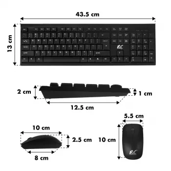 Conjunto de teclado e rato sem fios NanoRS com design ergonómico – RS580 para uma utilização fluida e eficiente