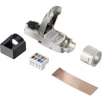 Ficha RJ45 Renkforce CAT 8.1 8P8C ficha de montagem no campo (sem ferramentas) prateada RF-4495306 1 unid. (RF-4495306)
