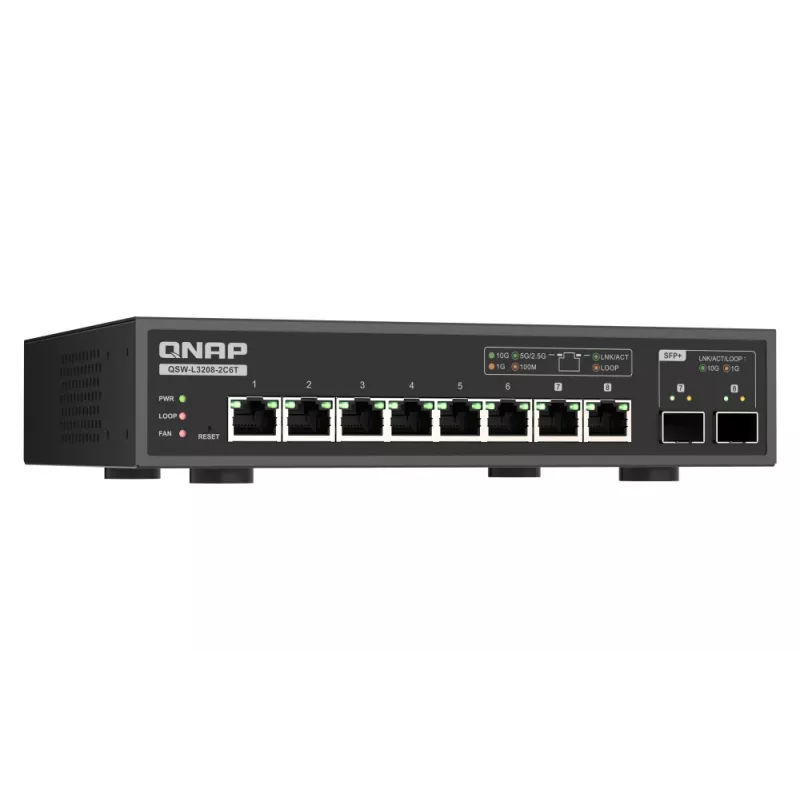 QNAP QSW-L3208-2C6T Switch de rede gerido L2 10G Ethernet (100/1000/10000) Desktop preto