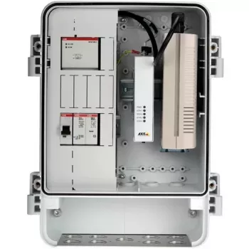 Axis T98A18-VE Armário para conversor de media A - Conversor de media - GigE - 10Base-T, 100Base-TX, 1000Base-X, 100Base-X - 2 portas - RJ-45 / SFP (mini-GBIC)