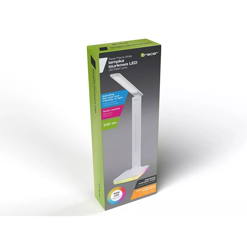 Candeeiro de secretária LED Tracer 47705 Prisma branco