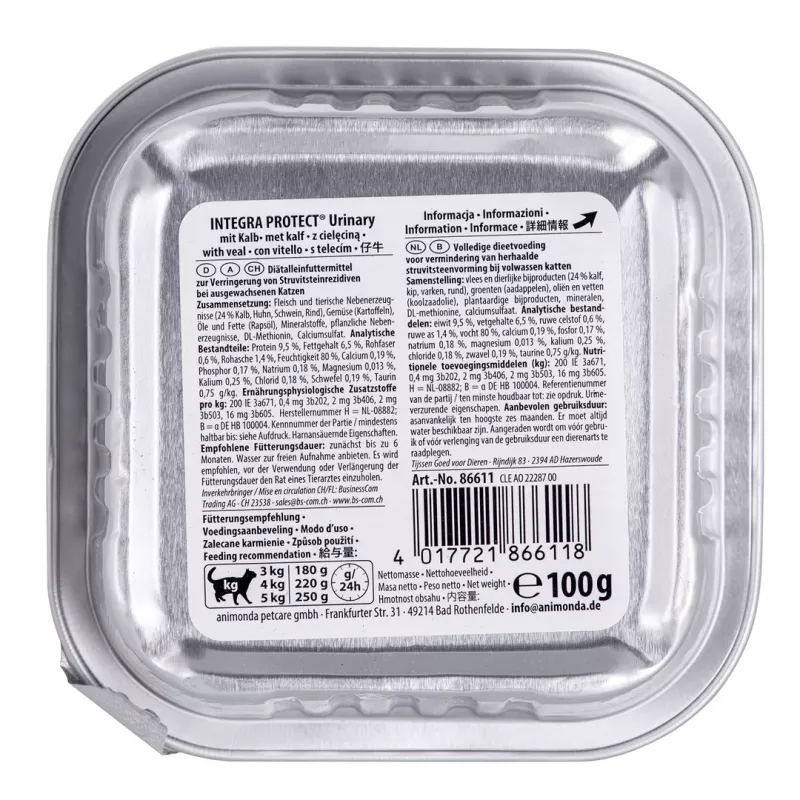 Animonda Integra Protect Harnsteine (cálculos urinários) comida húmida para gatos com vitela