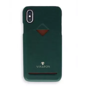 Capa traseira com compartimento para cartões VixFox para iPhone XSMAX – verde floresta, capa protetora traseira com compartimento para cartões
