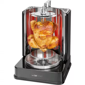 Grelhador elétrico vertical multifunções CLATRONIC DVG 3686 — 1400 W, preto, espeto rotativo e 6 espetos