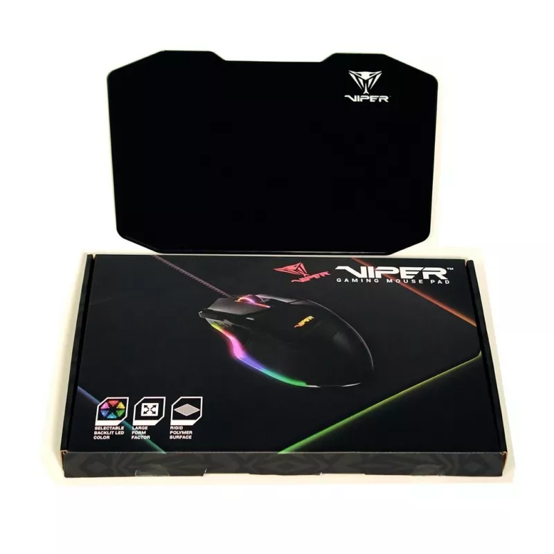 Patriot Viper PV160UXK tapete de rato para jogos, retroiluminação LED, polímero/borracha, base antiderrapante, 353,5 x 242,7 mm, preto