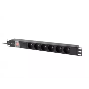 Rack PDU LANBERG PDU-06E-0200-IEC-BK 1U 10A 6x PL Unidade de distribuição de energia