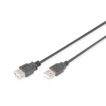 Digitus - Cabo de extensão USB - USB Type-A, 4 pinos (M) - USB Type-A, 4 pinos (F) - 3,0 m (USB / USB2.0) - Preto (AK-300202-030-S)