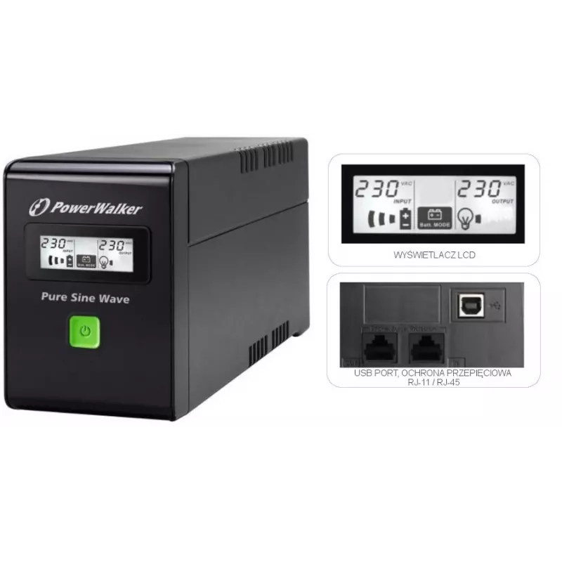 PowerWalker VI 600 SW FR UPS 600 VA 2 saídas AC Line-Interactive (VI 600 SW FR)