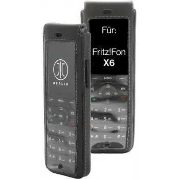 Bolsa de cinto em pele jt berlin para AVM FRITZ!Fon X6 – Preto