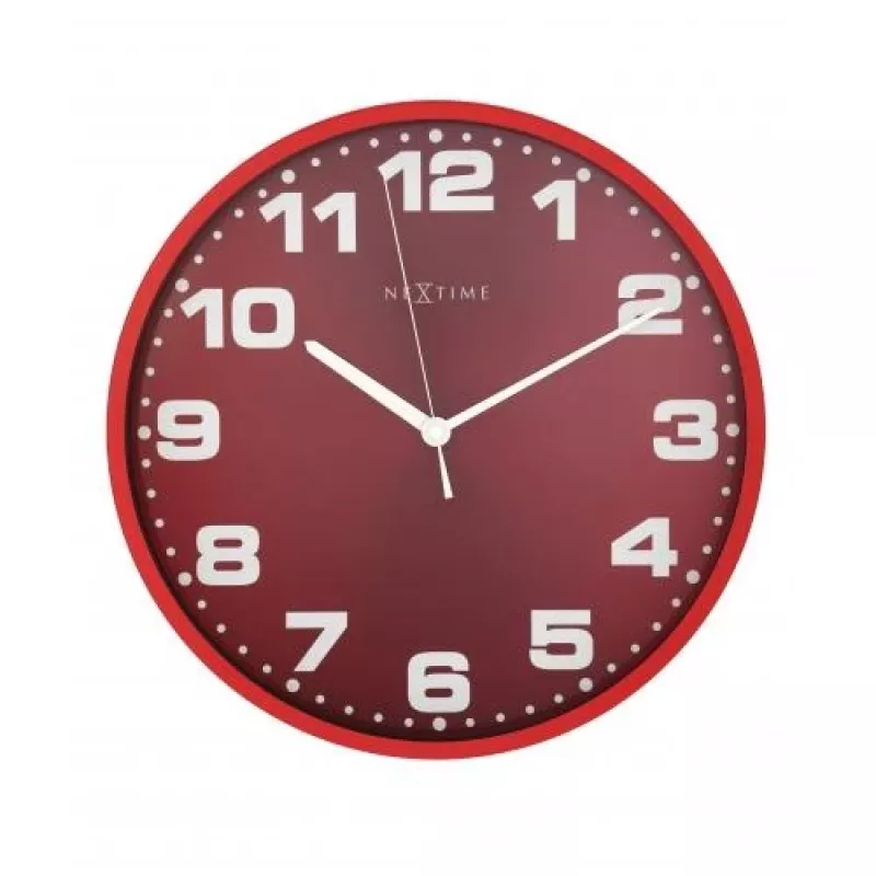 NeXtime Relógio 3053ro Dash Red, Ø35 cm, parede, vermelho/prateado