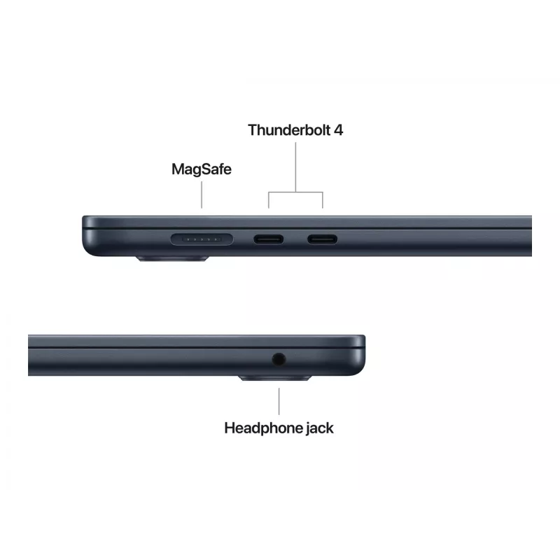 MacBook Air 15, meia-noite, M4 (10-CPU/10-GPU), 16 GB, 256 GB, alemão, fonte de alimentação 35W Dual USB-C, MW1L3D/A