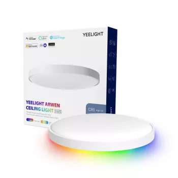 Plafonier Yeelight Arwen 550S — 50W LED, 3500 lm, RGB, regulável, 55,5 cm de diâmetro, IP50, Wi‑Fi/Bluetooth, CRI 95