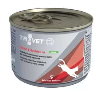 Comida húmida para gatos TROVET Renal & Oxalate RID borrego 200 g, alimento dietético para gatos adultos, lata 200 g