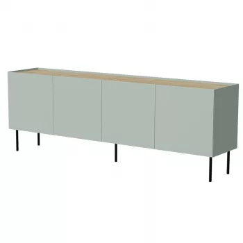 Cómodas cama meble FELLINI 2000×400×700 mm, verde-oliva com tampo de carvalho oleado, estrutura MDF