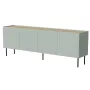 Cómodas cama meble FELLINI 2000×400×700 mm, verde-oliva com tampo de carvalho oleado, estrutura MDF