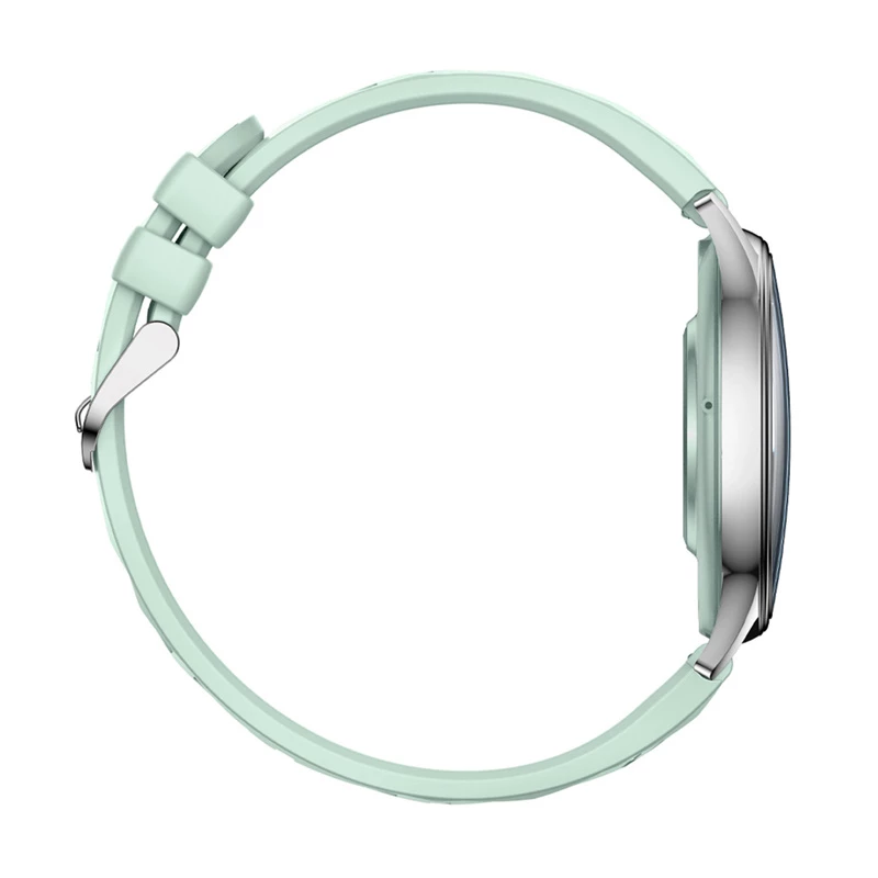 Smartwatch Colmi L28 – caixa prateada-verde com bracelete de couro verde
