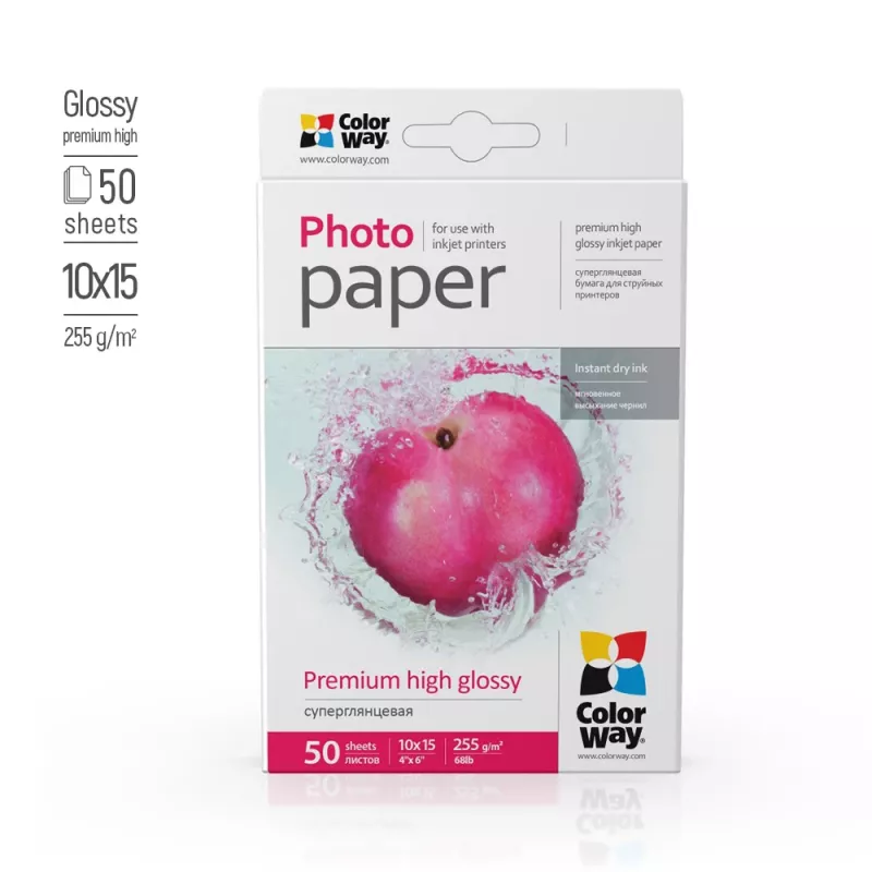 Papel fotográfico ColorWay PSG2550504R brilhante 255 g/m² 10x15 cm 50 folhas