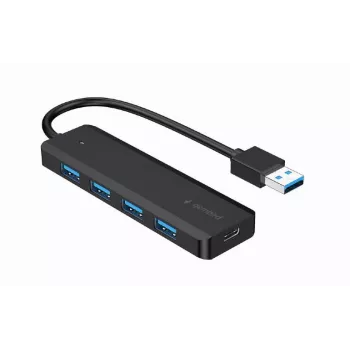 Hub USB Gembird 4 portas USB 3.1 (Gen 1) — 4 portas, USB 3.2 Gen 1 Type-A, 5V/2.1A, 109×30×10 mm, preto