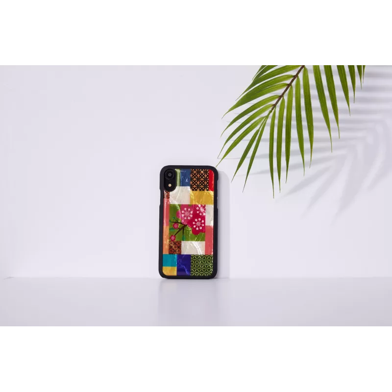 Capa para telemóvel iKins para iPhone XR — padrão de flores de cerejeira, preta