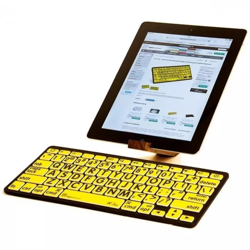 Teclado Logickeyboard LKB-LPBY-BTON-DE Bluetooth QWERTZ Alemão Preto - Amarelo (LKB-LPBY-BTON-DE)