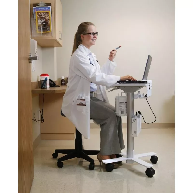 Carrinho para portátil Ergotron StyleView, SV10 – carrinho para notebook – médico – metal – branco, alumínio – tamanho do ecrã: até 43,2 cm (até 43,20 cm (17)) (SV10-1100-0)