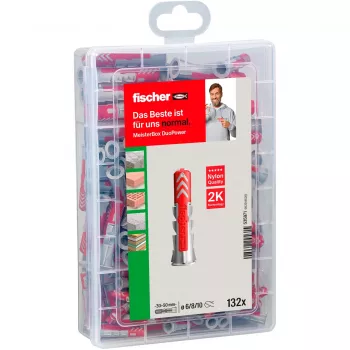 Meister-Box DUOPOWER, buchas cinzento-claro/vermelho, 132 peças