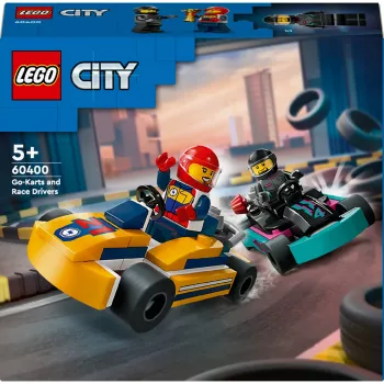 Brinquedo de construção LEGO 60400 City Karts com pilotos – conjunto de brincar com minifiguras e veículos