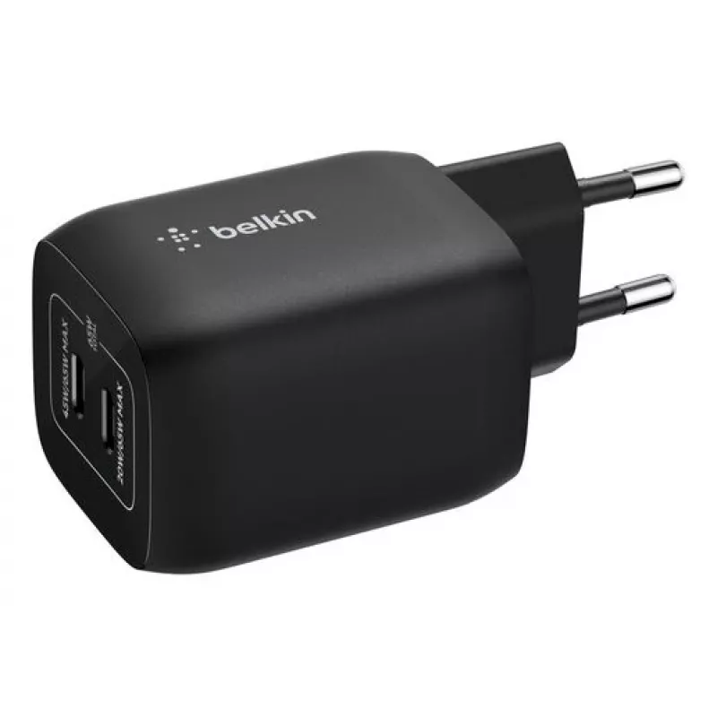 Carregador duplo USB-C Belkin ENA007KQBK 65W – carregamento duplo USB-C PD para portáteis e dispositivos móveis